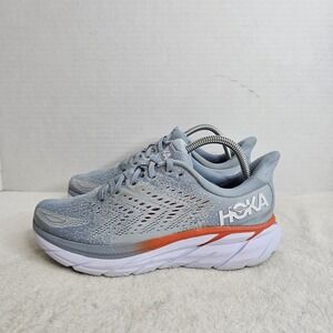 Hoka One One Clifton 8 Womens Size 8.5B Running Shoes Baby Blue Orange Cushioned